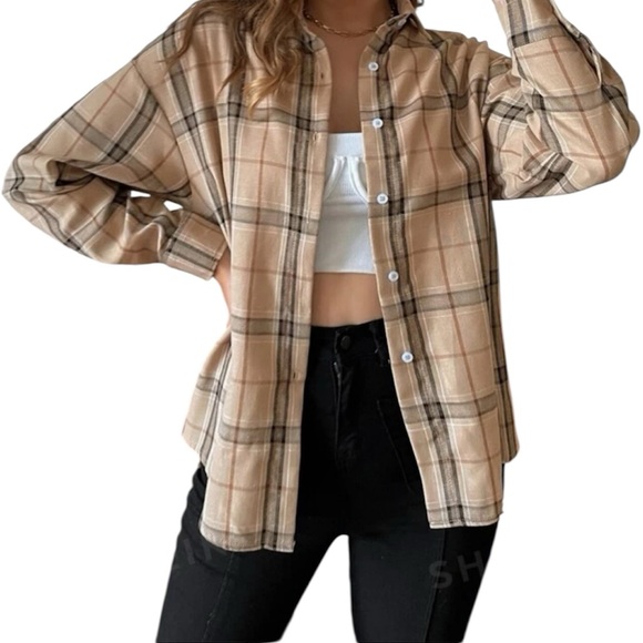 Tan plaid top - Picture 1 of 3
